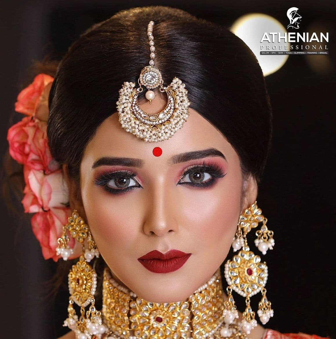 Bridal portrait with dramatic lighting