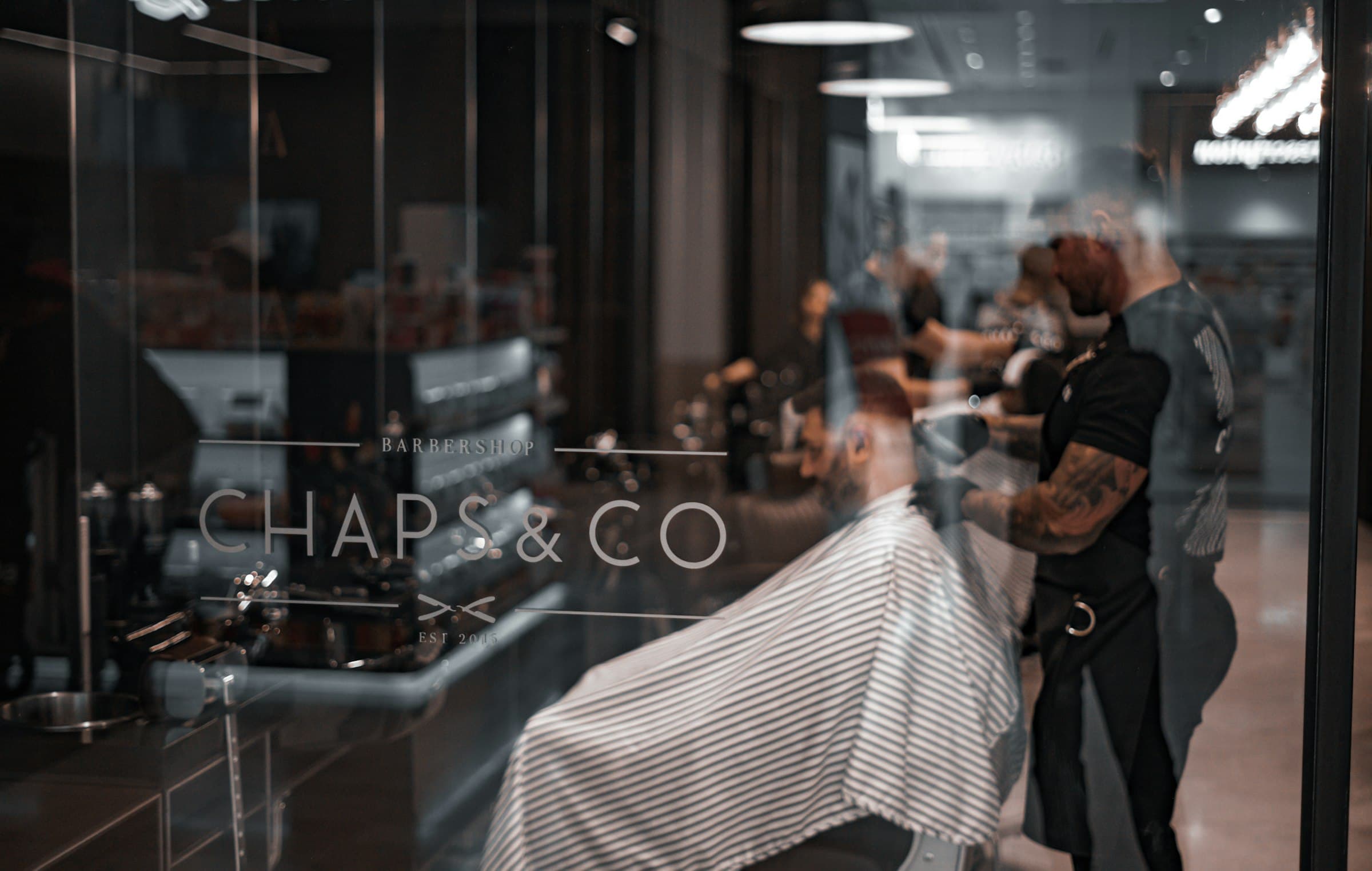 Reflection inside a barbershop